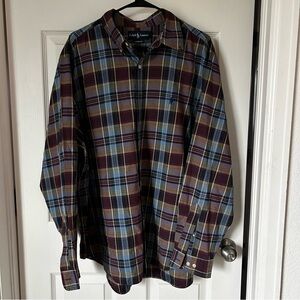 Ralph Lauren Men's Plaid Button Down Shirt - Blue and Brown